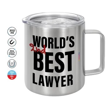 2nd, World Best Lawyer , Double-walled stainless steel mug 300ml with temperature-retaining lid