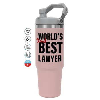 2nd, World Best Lawyer , PINK Travel Tumbler with Handle 890ml