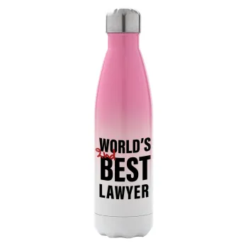 2nd, World Best Lawyer , Metal mug thermos Pink/White (Stainless steel), double wall, 500ml