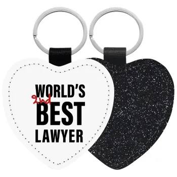2nd, World Best Lawyer , Μπρελόκ PU δερμάτινο glitter καρδιά ΜΑΥΡΟ