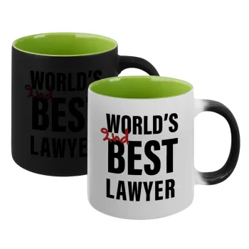 2nd, World Best Lawyer , Κούπα Μαγική εσωτερικό πράσινο, κεραμική 330ml που αλλάζει χρώμα με το ζεστό ρόφημα