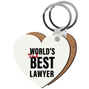 2nd, World Best Lawyer , Μπρελόκ Ξύλινο καρδιά MDF