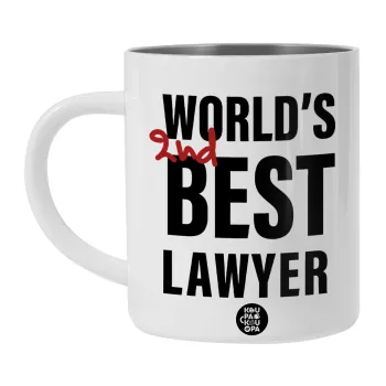 2nd, World Best Lawyer , BIG Mug Stainless steel double wall (450ml, White)