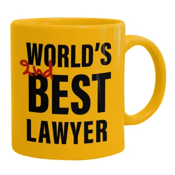 2nd, World Best Lawyer , Κούπα, κεραμική κίτρινη, 330ml