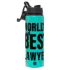 Metallic water bottle with safety lid, 850ml aluminum