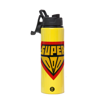 Super Dad 3D, Metallic water bottle with safety lid, 850ml aluminum