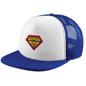 Super Dad 3D, Καπέλο Ενηλίκων Soft Trucker με Δίχτυ Blue/White (POLYESTER, ΕΝΗΛΙΚΩΝ, UNISEX, ONE SIZE)