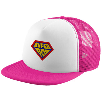 Super Dad 3D, Καπέλο παιδικό Soft Trucker με Δίχτυ Pink/White 