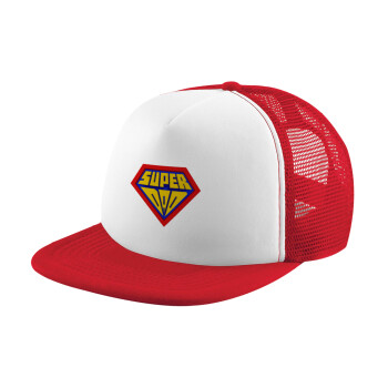 Super Dad 3D, Καπέλο Ενηλίκων Soft Trucker με Δίχτυ Red/White (POLYESTER, ΕΝΗΛΙΚΩΝ, UNISEX, ONE SIZE)