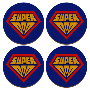 Super Dad 3D, ΣΕΤ x4 Σουβέρ ξύλινα στρογγυλά plywood (9cm)