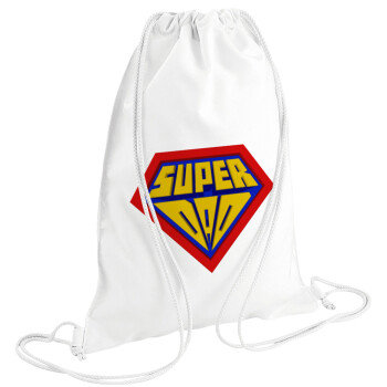 Super Dad 3D, Τσάντα πλάτης πουγκί GYMBAG λευκή (28x40cm)