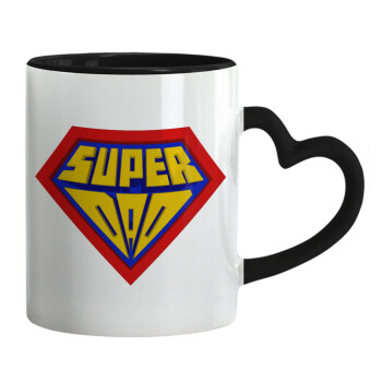Super Dad 3D, Mug heart black handle, ceramic, 330ml