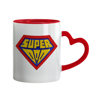 Super Dad 3D, Mug heart red handle, ceramic, 330ml