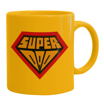Super Dad 3D, Ceramic coffee mug yellow, 330ml (1pcs)