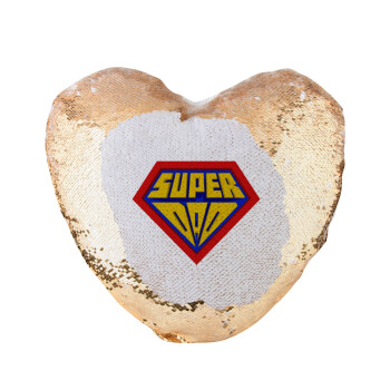 Super Dad 3D, Μαξιλάρι καναπέ καρδιά Μαγικό Χρυσό με πούλιες 40x40cm περιέχεται το  γέμισμα