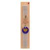 Πασχαλινή Λαμπάδα με ξύλινο μπρελόκ & κερί αρωματικό πλακέ (30cm) (ΓΚΡΙ)