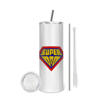Super Dad 3D, Tumbler stainless steel 600ml, with metal straw & cleaning brush