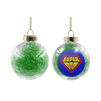 Super Dad 3D, Transparent Christmas tree ball ornament with green filling 8cm