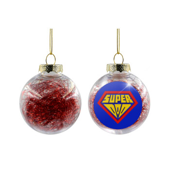 Super Dad 3D, Χριστουγεννιάτικη μπάλα δένδρου διάφανη με κόκκινο γέμισμα 8cm