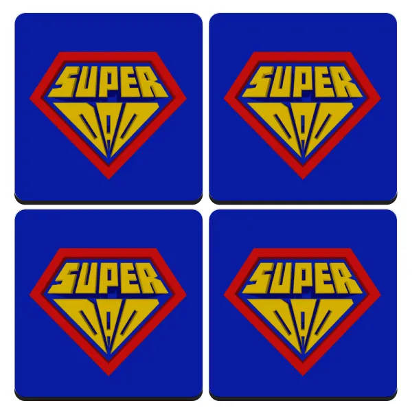Super Dad 3D — Σουβέρ ξύλινα τετράγωνα (9cm)