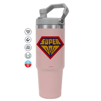 Super Dad 3D, Pink color, 890ml (30oz) stainless Steel Tumbler with Handle