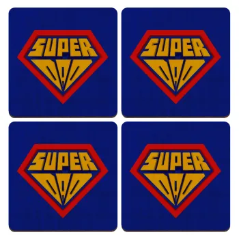 Super Dad 3D, ΣΕΤ x4 Σουβέρ ξύλινα τετράγωνα plywood (9cm)