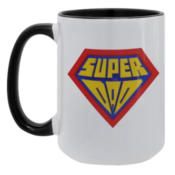 Super Dad 3D, Κούπα Mega 15oz, κεραμική Μαύρη, 450ml