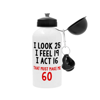 I look, i feel, i act..., Metal water bottle, White, aluminum 500ml
