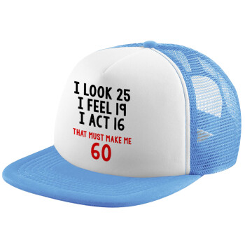 I look, i feel, i act..., Καπέλο Soft Trucker με Δίχτυ Γαλάζιο/Λευκό