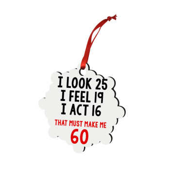 I look, i feel, i act..., Christmas ornament snowflake wooden 7.5cm