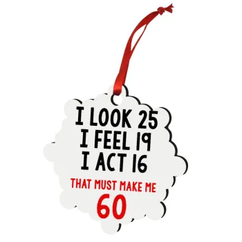 I look, i feel, i act..., Christmas ornament snowflake wooden 7.5cm