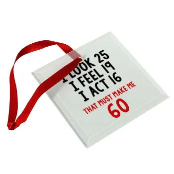 I look, i feel, i act..., Christmas ornament, glass square ornament 9x9cm