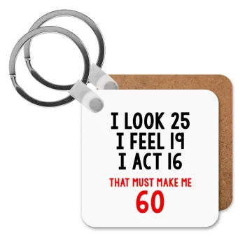 I look, i feel, i act..., Μπρελόκ Ξύλινο τετράγωνο MDF