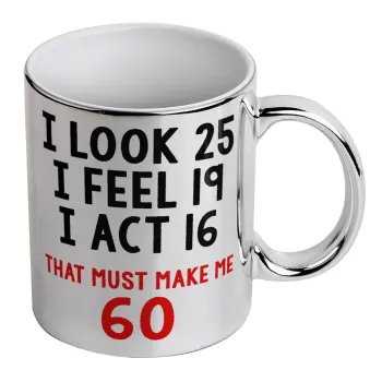 I look, i feel, i act..., Mug ceramic, silver mirror, 330ml