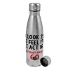 Metallic water bottle, stainless steel, 750ml