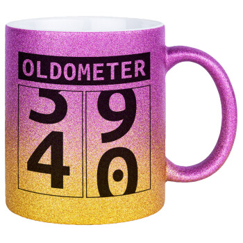 OLDOMETER, Κούπα Χρυσή/Ροζ Glitter, κεραμική, 330ml