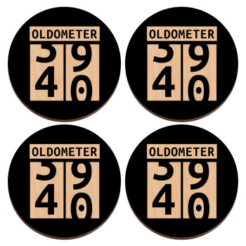 OLDOMETER, ΣΕΤ x4 Σουβέρ ξύλινα στρογγυλά plywood (9cm)