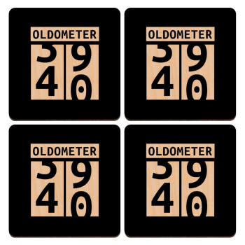 OLDOMETER, ΣΕΤ x4 Σουβέρ ξύλινα τετράγωνα plywood (9cm)