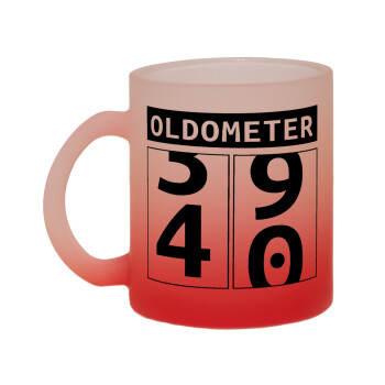 OLDOMETER, Κούπα γυάλινη δίχρωμη με βάση το κόκκινο ματ, 330ml
