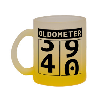 OLDOMETER, Κούπα γυάλινη δίχρωμη με βάση το κίτρινο ματ, 330ml