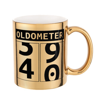 OLDOMETER, Mug ceramic, gold mirror, 330ml