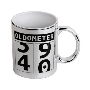 OLDOMETER, Mug ceramic, silver mirror, 330ml