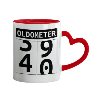 OLDOMETER, Mug heart red handle, ceramic, 330ml