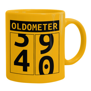 OLDOMETER, Ceramic coffee mug yellow, 330ml