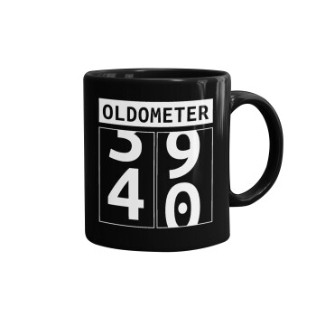 OLDOMETER, Mug black, ceramic, 330ml