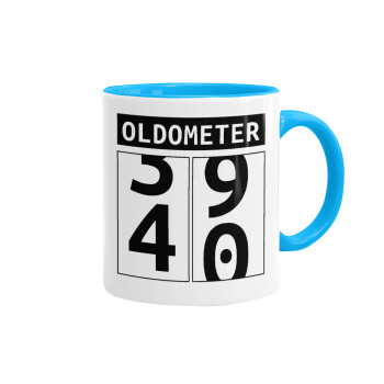 OLDOMETER, Mug colored light blue, ceramic, 330ml