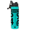 Metallic water bottle with safety lid, 850ml aluminum