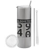 Tumbler stainless steel Silver 600ml, with metal straw & cleaning brush