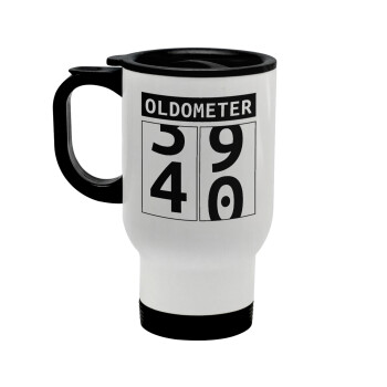 OLDOMETER, Stainless steel travel mug with lid, double wall white 450ml