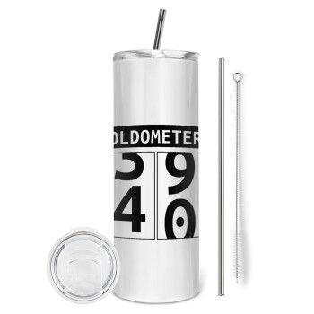 OLDOMETER, Tumbler stainless steel 600ml, with metal straw & cleaning brush